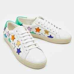 Saint Laurent White Leather Star Court Classic Low Top Sneakers Size 39