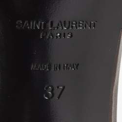 Pre Owned Saint Laurent Paris Brown Leather Tribute Slides Size 37