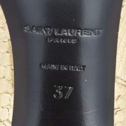 Pre Owned Saint Laurent Gold Python Embossed leather Knee Length Boots Size 37