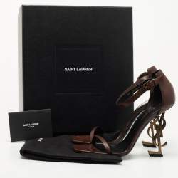 Pre Owned Saint Laurent Brown Leather Opyum Sandals Size 39
