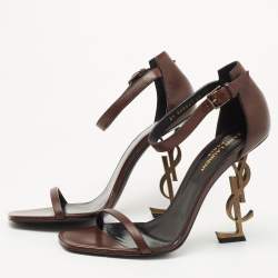 Pre Owned Saint Laurent Brown Leather Opyum Sandals Size 39