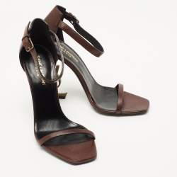 Pre Owned Saint Laurent Brown Leather Opyum Sandals Size 39