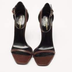 Pre Owned Saint Laurent Brown Leather Opyum Sandals Size 39