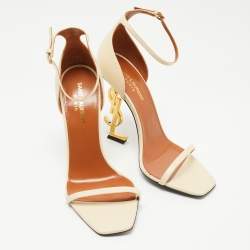 Pre Owned Saint Laurent Cream Leather  Opyum Sandals Size 39
