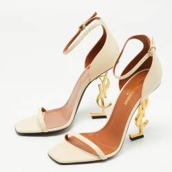 Pre Owned Saint Laurent Cream Leather  Opyum Sandals Size 39