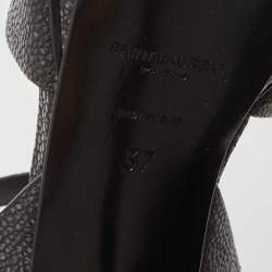 Pre Owned Saint Laurent Dark Grey Textured Leather Tribute Sandals Size 37