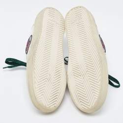 Saint Laurent White Leather Court Classic SL/37 Diamond Patch Sneakers Size 40