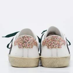 Saint Laurent White Leather Court Classic SL/37 Diamond Patch Sneakers Size 40