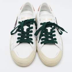 Saint Laurent White Leather Court Classic SL/37 Diamond Patch Sneakers Size 40