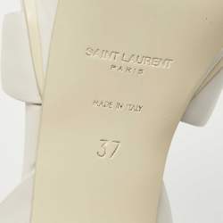 Pre Owned Saint Laurent White Leather Tribute  Sandals Size 37