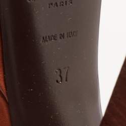 مملوكة مسبقًا Saint Laurent Paris Brown Leather Farrah Criss- Cross Platform Ankle Strap Sandals Size 37