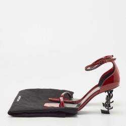 Saint Laurent Burgundy Patent Leather Opyum Sandals Size 36