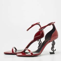 Saint Laurent Burgundy Patent Leather Opyum Sandals Size 36