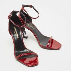 Saint Laurent Burgundy Patent Leather Opyum Sandals Size 36