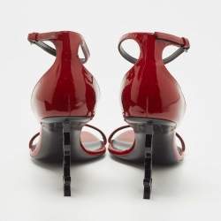 Saint Laurent Burgundy Patent Leather Opyum Sandals Size 36