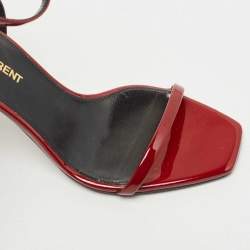 Saint Laurent Burgundy Patent Leather Opyum Sandals Size 36