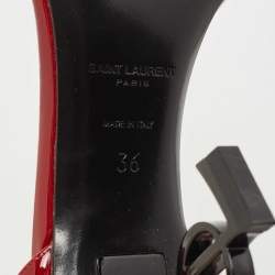 Saint Laurent Burgundy Patent Leather Opyum Sandals Size 36