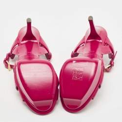 Pre Owned Saint Laurent Pink Patent Leather Tribute Sandals Size 35.5
