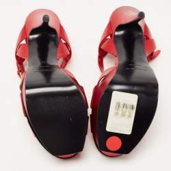 Saint Laurent Metallic Red Leather Tribute Sandals Size 39