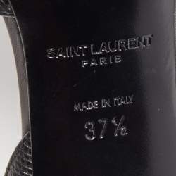 Pre Owned Saint Laurent Black Lizard Embossed Leather Slingback Pumps Size 37.5