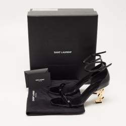 Pre Owned Saint Laurent Black Patent Leather Opyum Sandals Size 36