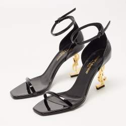 Pre Owned Saint Laurent Black Patent Leather Opyum Sandals Size 36