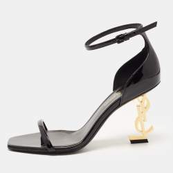 Pre Owned Saint Laurent Black Patent Leather Opyum Sandals Size 36