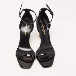 Pre Owned Saint Laurent Black Patent Leather Opyum Sandals Size 36