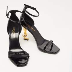 Pre Owned Saint Laurent Black Patent Leather Opyum Sandals Size 36