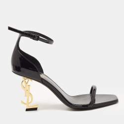 Pre Owned Saint Laurent Black Patent Leather Opyum Sandals Size 36