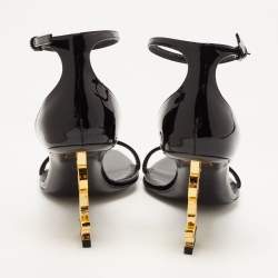 Pre Owned Saint Laurent Black Patent Leather Opyum Sandals Size 36
