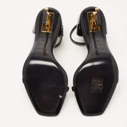 Pre Owned Saint Laurent Black Patent Leather Opyum Sandals Size 36