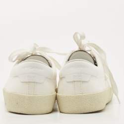 Saint Laurent White Canvas Yeah Baby Embroidered Low Top Sneakers Size 37.5