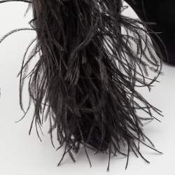 Saint Laurent Black Suede and Feather Zizi Ankle Booties Size 39