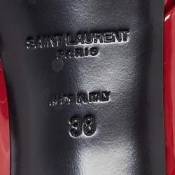 Saint Laurent Red Patent Leather Loulou Criss Cross Slide Sandals Size 38