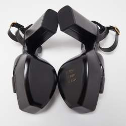 Saint Laurent Black Leather Tribute Platform Sandals Size 39.5