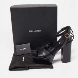 Saint Laurent Black Leather Tribute Platform Sandals Size 39.5