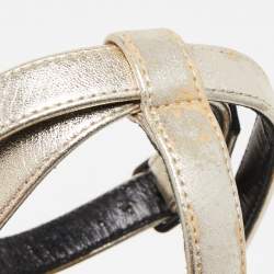 Saint Laurent Metallic Leather Lips Ankle Strap Sandals Size 38