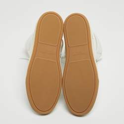 Pre Owned Saint Laurent White Fabric and Leather High Top Sneakers Size 39.5