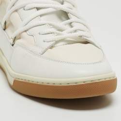 Pre Owned Saint Laurent White Fabric and Leather High Top Sneakers Size 39.5