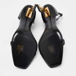 Pre Owned Saint Laurent Black Patent Leather Opyum Ankle Strap Sandals Size 41