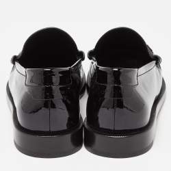 Saint Laurent Black Patent Leather Penny Le Loafers Size 37.5