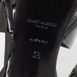 Pre Owned Saint Laurent Black Patent Tribute Sandals Size 38