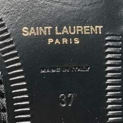 Saint Laurent Black Leather Slip On Loafers Size 37