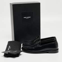 Saint Laurent Black Leather Slip On Loafers Size 37