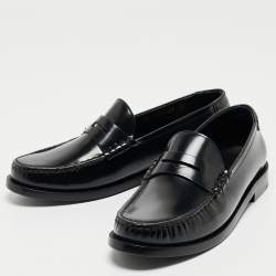 Saint Laurent Black Leather Slip On Loafers Size 37