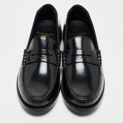 Saint Laurent Black Leather Slip On Loafers Size 37