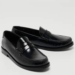 Saint Laurent Black Leather Slip On Loafers Size 37