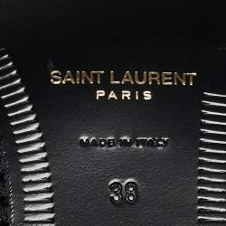 Saint Laurent  Black Leather Penny Slip On Loafers Size 38