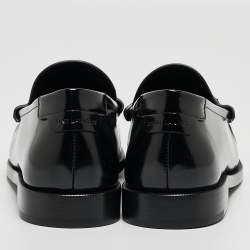 Saint Laurent  Black Leather Penny Slip On Loafers Size 38